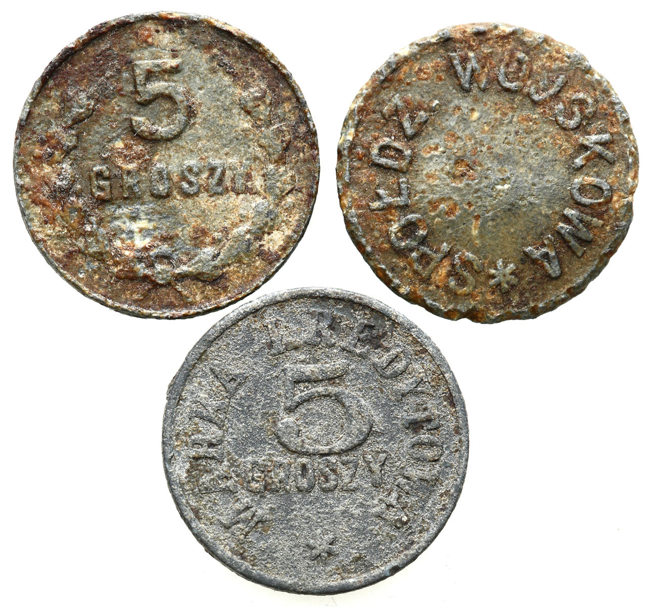 Modlin, 2 x uniwersalne - 5 groszy, Spółdzielnia Wojskowa, zestaw 3 monet